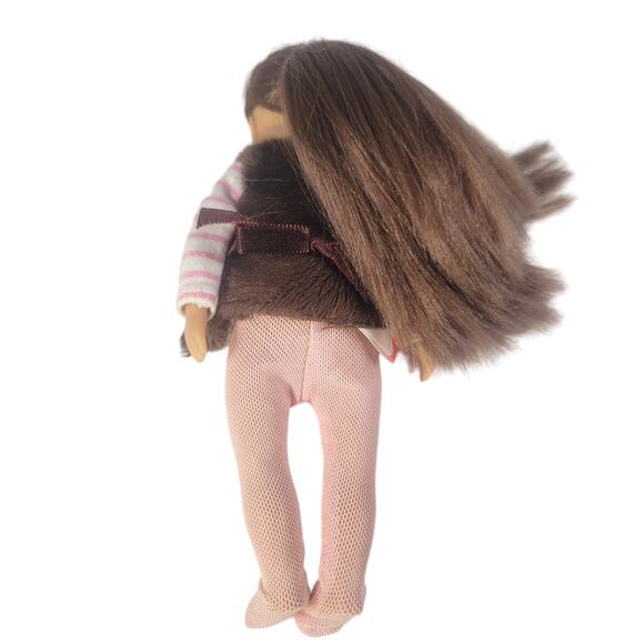 Our Generation 7-Inch Mini  Doll Pink Stripes & Faux Fur Vest Battat Collectible - Picture 2 of 10